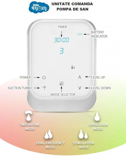 Little Mom Pompa de Sân Electrică Simplă cu Baterie și la Rețea Fără BPA Albă 130ml