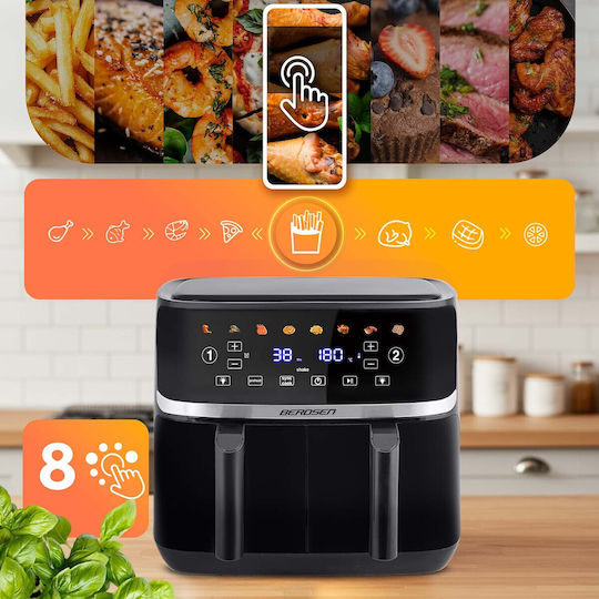 Berdsen Heißluftfritteuse mit Doppeltem Abnehmbaren Behälter 10,2 lt Schwarz BD-657