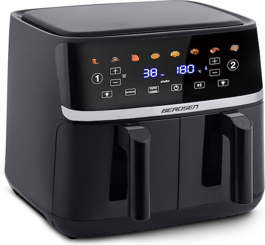 Berdsen Heißluftfritteuse mit Doppeltem Abnehmbaren Behälter 10,2 lt Schwarz BD-657