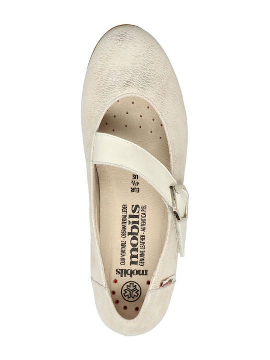 Damen Ballerinas Mit Riemen Beige