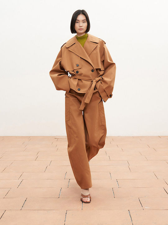 Damen Stoffhose Camel