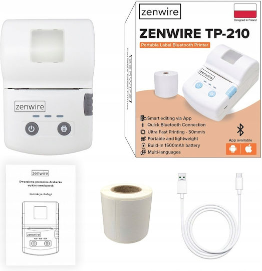 Zenwire Φορητός Εκτυπωτής Ετικετών Bluetooth 203 dpi