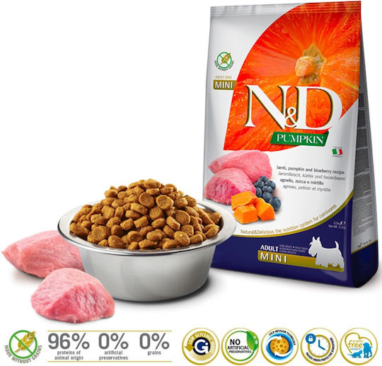 Farmina N&D Pumpkin Adult Mini 2.5kg Trockenfutter ohne Getreide für erwachsene Hunde kleiner Rassen mit Lamm und Kürbis