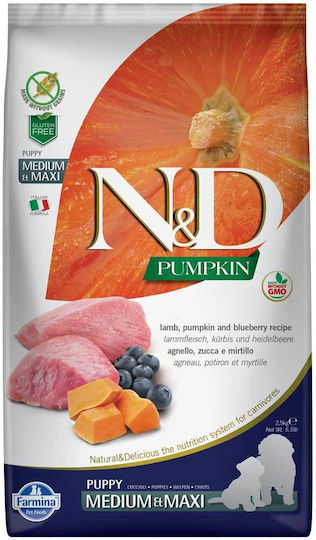 Farmina N&D Pumpkin Formula 12kg Trockenfutter ohne Getreide für Welpen mittlerer & großer Rassen mit Lamm, Kürbis und Blaubeere
