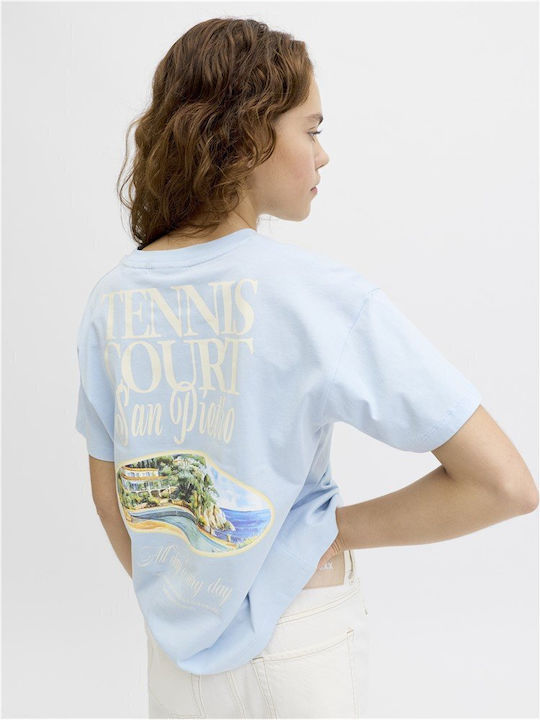 Women's T-shirt Ecru Green Light Blue