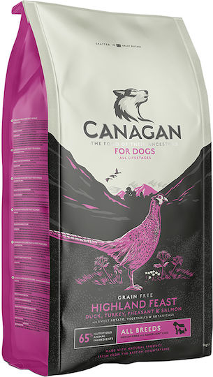 Canagan Highland Feast 2kg Ξηρά Τροφή Σκύλων χωρίς Σιτηρά με Γαλοπούλα, Ελάφι και Πάπια