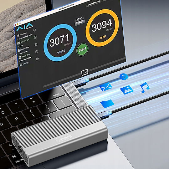Zenwire Case for M.2 SATA III NVME Hard Drive with Thunderbolt Type-C Connection
