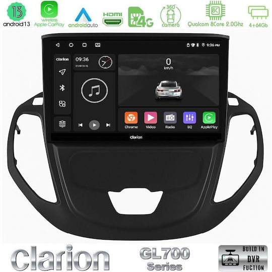 Clarion Auto-Audiosystem für Ford Transit Kurier 2015-2023 (Bluetooth/USB/WiFi/GPS/Apple-Carplay/Android-Auto) mit Touchscreen 9"