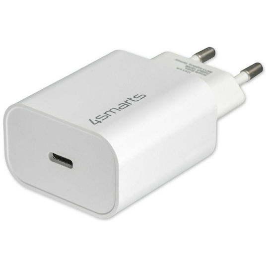 4Smarts Φορτιστής με Θύρα USB-C και Καλώδιο Lightning 20W Power Delivery Λευκός (4S465591)
