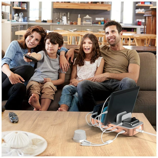 4Smarts Βάση Φόρτισης με 2 Θύρες USB-A και 4 Θύρες USB-C και Καλώδιο USB-C 100W Power Delivery σε Πολύχρωμο χρώμα (541280)