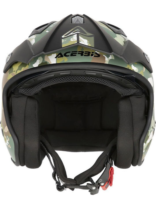 Acerbis Aria Green/Brown Motorcycle Helmet Jet ECE 22.06 1200gr with Sun Visor