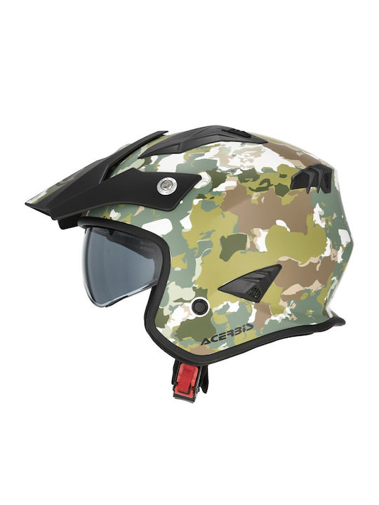 Acerbis Aria Green/Brown Motorcycle Helmet Jet ECE 22.06 1200gr with Sun Visor