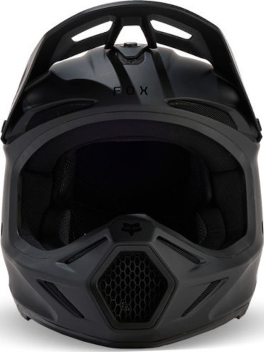 Fox V3 Solid Black Motorcycle Helmet Motocross DOT / ECE 22.06