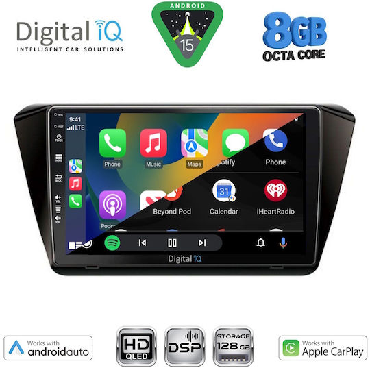 Digital IQ Car Audio System for Skoda Superb 2015-2023 Bluetooth USB WiFi GPS Apple CarPlay Android Auto with 10" Touch Screen