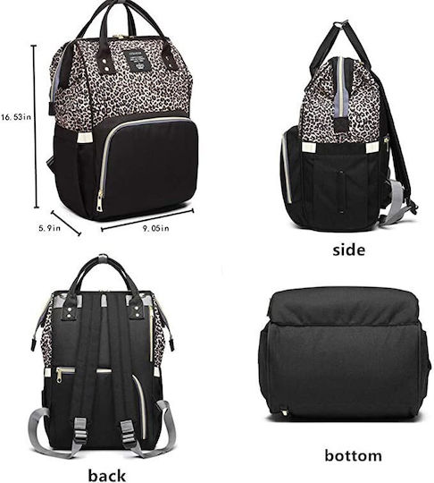 Lequeen Backpack Diaper Bag Black 26cm
