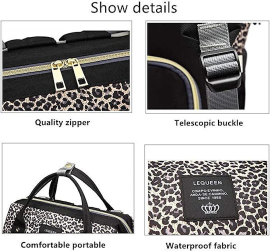 Lequeen Backpack Diaper Bag Black 26cm