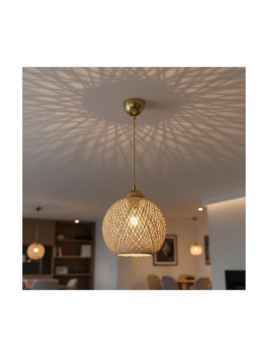 Pakketo PWL-1113 Pendant Light Brown Boho with Rope for Socket E27 26x26x72cm