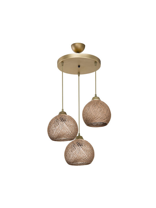 Pakketo PWL-1121 Pendant Light Gold Boho Bell with Socket E27 40x40x80cm