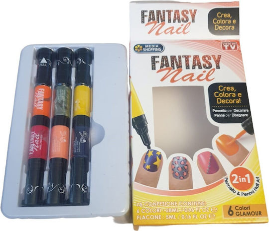 Set 3 2-in-1 Nail Pens Fast Drying Smooth Fluid Bright Colors Line Drawing Diy Manicure Multicolor