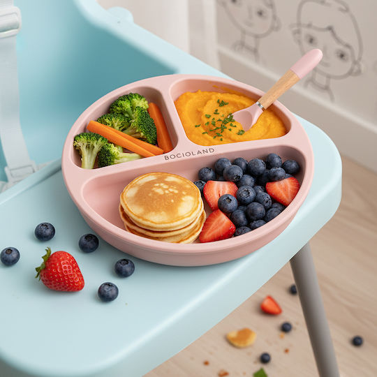 Bocioland Children's Silicone Food Plate Pink
