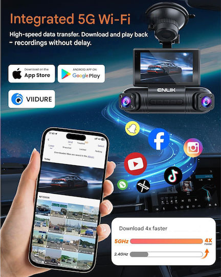 Set Cameră DVR Auto 1440P cu Ecran Wi-Fi și Cameră de Marșarier