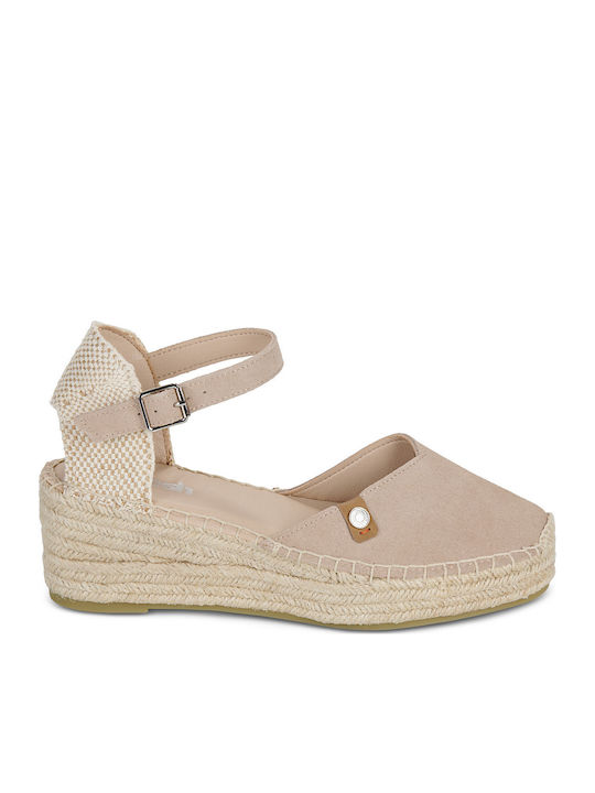 Sommer Damenplattformen im Stil Espadrilles Beige