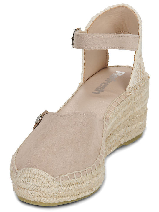 Sommer Damenplattformen im Stil Espadrilles Beige