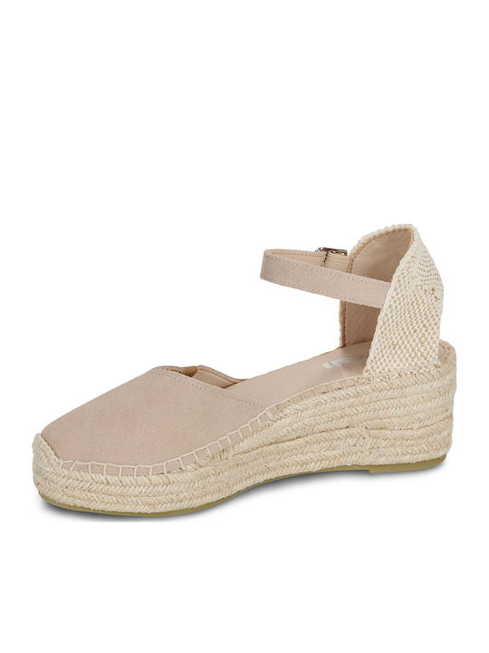 Sommer Damenplattformen im Stil Espadrilles Beige