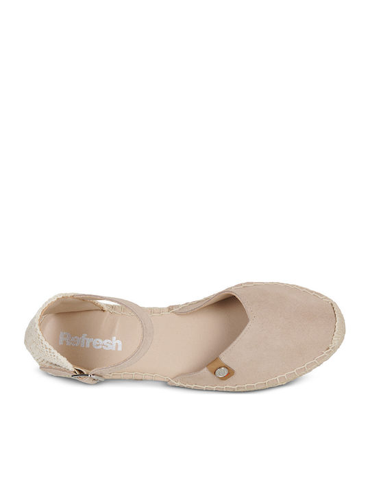 Sommer Damenplattformen im Stil Espadrilles Beige