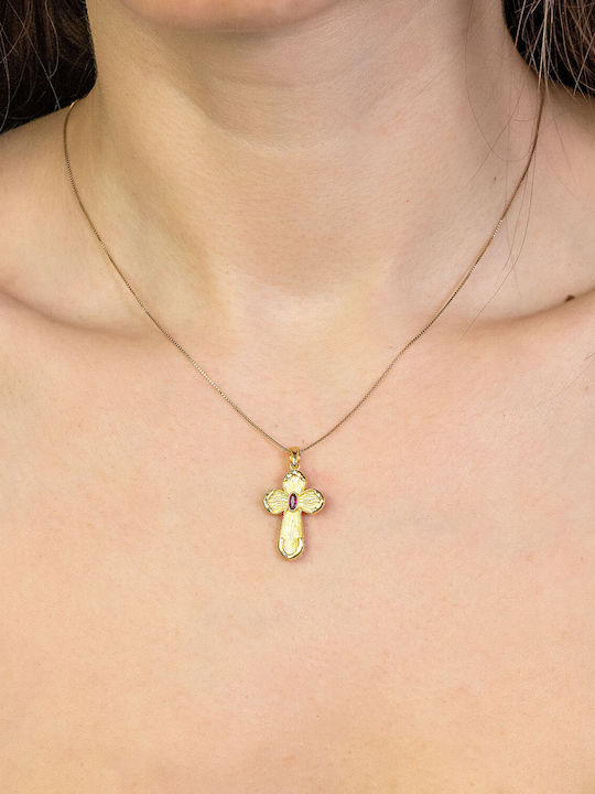 Kiriakos Gofas Women's Gold Cross 14K Double Sided Without Chain