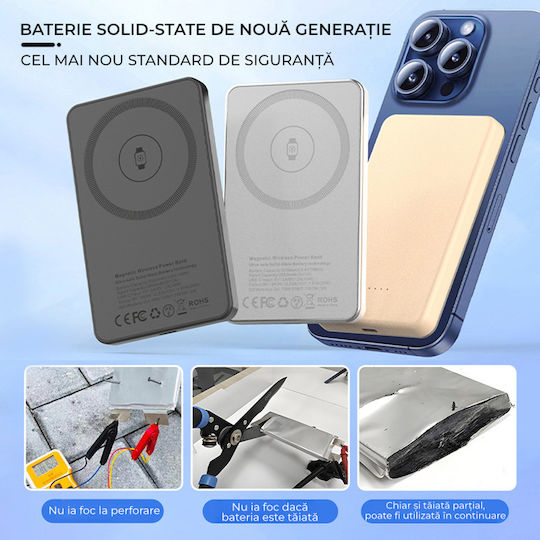 Voltres MagSafe Power Bank 5000mAh 15W mit USB-C Ausgangsanschlüsse Weiß