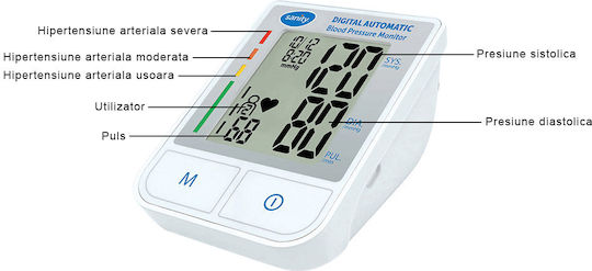 Sanity Basic Standard Md 5940 Дигитален Апарат За Кръвно Налягане За Ръка 22-32 См Маншет 2 Потребители Памет 120 Записа Бял