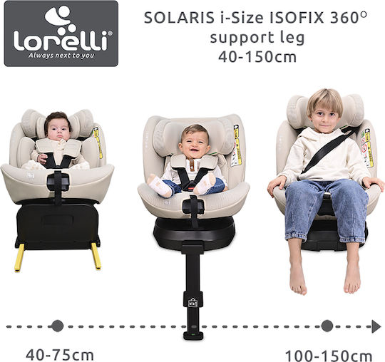 Lorelli Solaris Kindersitz Auto i-Size mit ISOfix Beige 0-36 kg