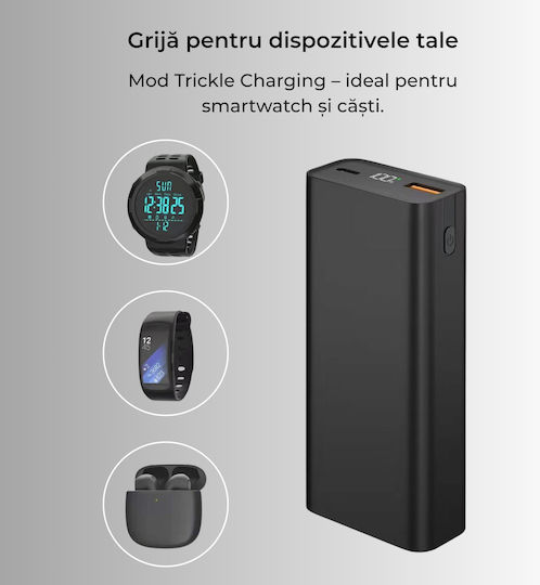 Voltres Power Bank 10000mAh 45W With USB-A Output Port And USB-C Output Port Quick Charge Black
