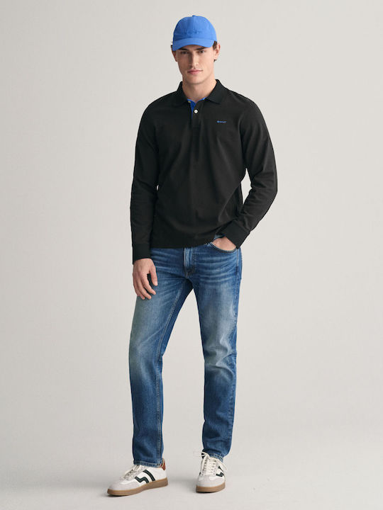 Contrast Polo Μπλούζα Μακρυμάνικη Μαύρη