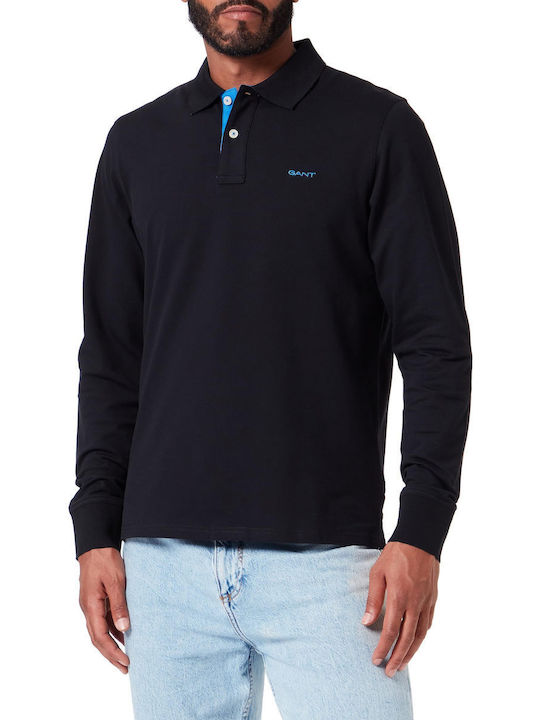 Contrast Polo Μπλούζα Μακρυμάνικη Μαύρη