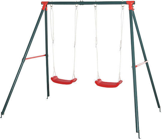 Outsunny Double Metal Swing for 3+ Years Green
