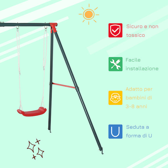 Outsunny Double Metal Swing for 3+ Years Green