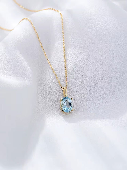 By Queen Luxury Women's Silver Necklace With Light Blue Topaz