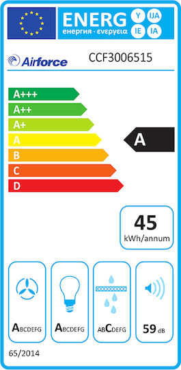 Airforce F300 BL/A/75 Chimney Hood 75cm Black