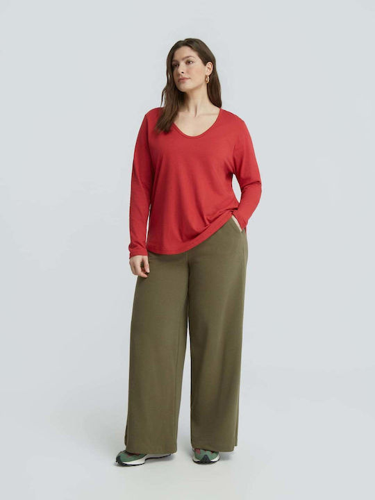 Women's Cotton Long Sleeve Blouse Burgundy 0039.1560.NETTO-cherry