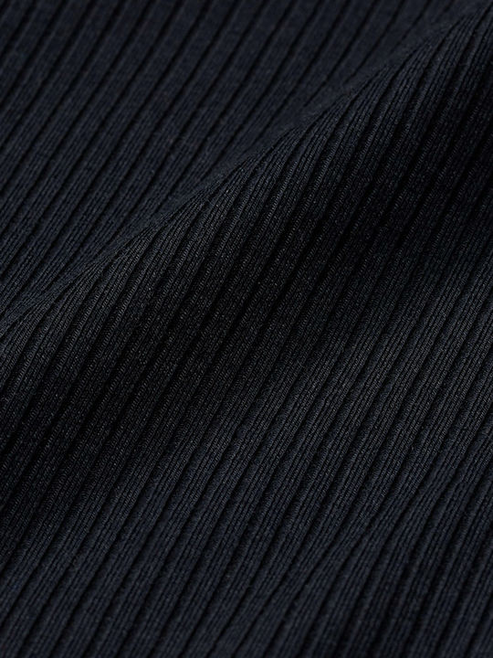 Chill Knit Дамска Лятна Блуза Къс Ръкав Черна