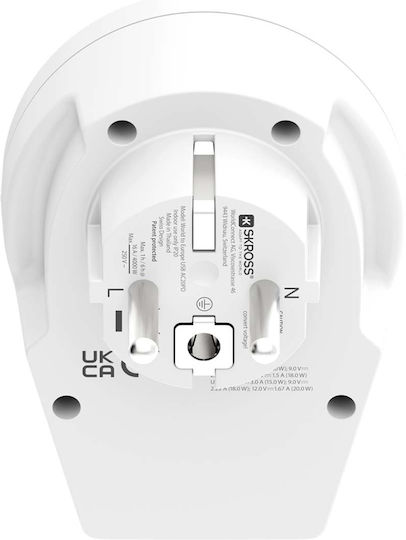 Skross Travel Charger Adapter Usb 18w Usb-c 20w Power Delivery Worldwide To Europe White