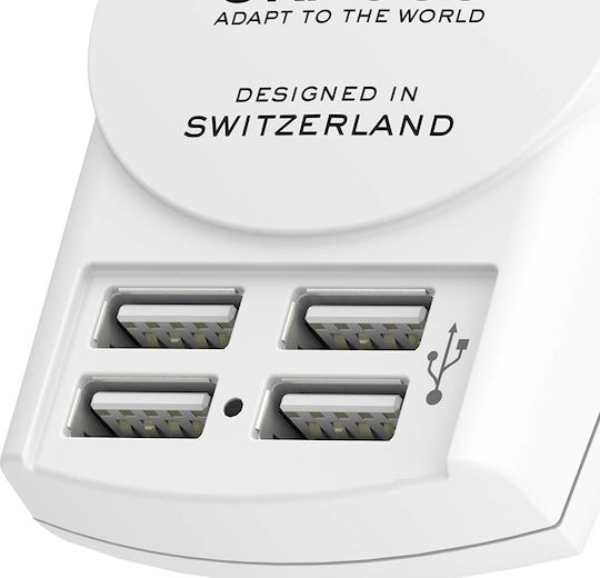 Skross Powerful Compact 4-port Usb-a Europe Charger Adapter White