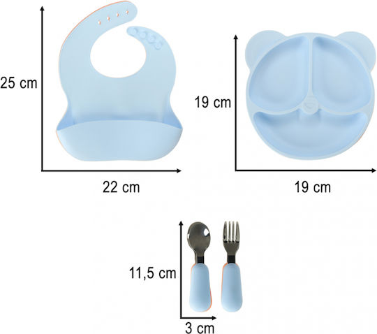 ikonka ikonka Baby- und Kinder-Essgeschirr aus Silikon Blau 4Stück