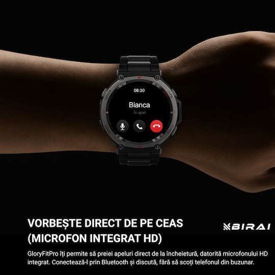 GloryFitPro Αδιάβροχο Smartwatch με Παλμογράφο (Μαύρο)