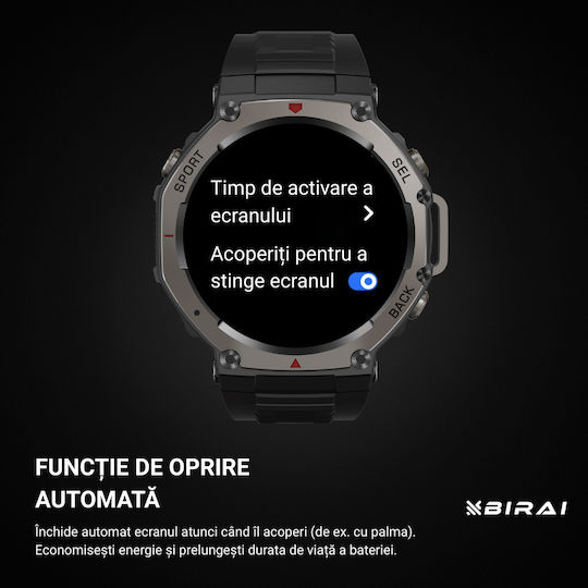 GloryFitPro Αδιάβροχο Smartwatch με Παλμογράφο (Μαύρο)