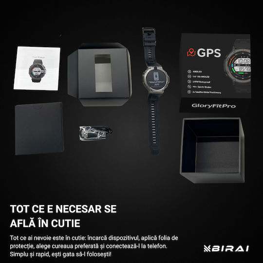 GloryFitPro Αδιάβροχο Smartwatch με Παλμογράφο (Μαύρο)