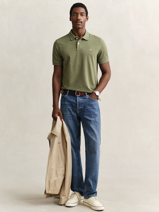 Polo Herrenbluse Kurzarm Khaki