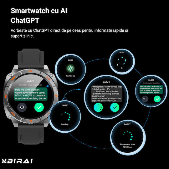 Ultra V319 Waterproof Smartwatch With Heart Rate Monitor Black